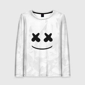 Женский лонгслив 3D с принтом MARSHMELLO в Белгороде, 100% полиэстер | длинные рукава, круглый вырез горловины, полуприлегающий силуэт | dj | marshmello | usa | америка | клубная музыка | маршмелло | музыка | музыкант