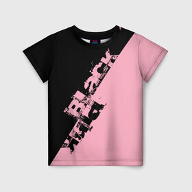 Детская футболка 3D с принтом BLACKPINK | БЛЕКПИНК в Белгороде, 100% гипоаллергенный полиэфир | прямой крой, круглый вырез горловины, длина до линии бедер, чуть спущенное плечо, ткань немного тянется | black  pink | blackpink | jennie | jisoo | k pop | lalisa | группа | к поп | корейская группа | розовый | черный