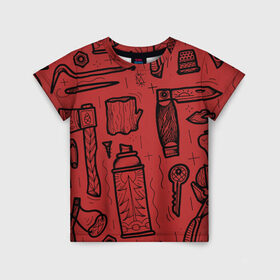 Детская футболка 3D с принтом Инструменты в Белгороде, 100% гипоаллергенный полиэфир | прямой крой, круглый вырез горловины, длина до линии бедер, чуть спущенное плечо, ткань немного тянется | old school | taknado | urban | граффити | илюстратор | сибирь | стрит арт | тату