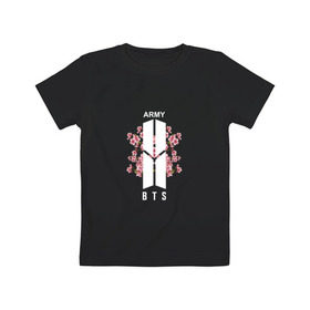 Детская футболка хлопок с принтом BTS ARMY в Белгороде, 100% хлопок | круглый вырез горловины, полуприлегающий силуэт, длина до линии бедер | bts | bts army | j hope | jimin | jin | jungkook | k pop | rap monster | rapmon | suga | v | бтс | группа | корея