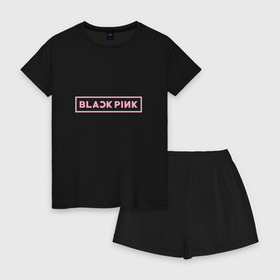 Женская пижама с шортиками хлопок с принтом BlackPink 95 JISOO в Белгороде, 100% хлопок | футболка прямого кроя, шорты свободные с широкой мягкой резинкой | 97 jisoo | black  pink | blackpink | jennie | jisoo | k pop | lalisa | группа | к поп | корейская группа | розовый | черный
