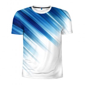 Мужская футболка 3D спортивная с принтом ABSTRACT BLUE в Белгороде, 100% полиэстер с улучшенными характеристиками | приталенный силуэт, круглая горловина, широкие плечи, сужается к линии бедра | abstract | blue | geometry | абстракция | геометрия | градиент | линии | синий