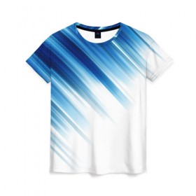 Женская футболка 3D с принтом ABSTRACT BLUE в Белгороде, 100% полиэфир ( синтетическое хлопкоподобное полотно) | прямой крой, круглый вырез горловины, длина до линии бедер | abstract | blue | geometry | абстракция | геометрия | градиент | линии | синий