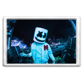 Магнит 45*70 с принтом MARSHMELLO в Белгороде, Пластик | Размер: 78*52 мм; Размер печати: 70*45 | dj | marshmello | usa | америка | клубная музыка | маршмелло | музыка | музыкант