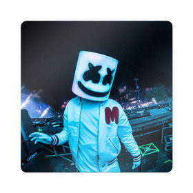 Магнит виниловый Квадрат с принтом MARSHMELLO в Белгороде, полимерный материал с магнитным слоем | размер 9*9 см, закругленные углы | dj | marshmello | usa | америка | клубная музыка | маршмелло | музыка | музыкант