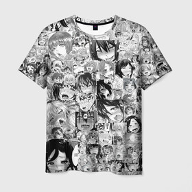 Мужская футболка 3D с принтом AHEGAO в Белгороде, 100% полиэфир | прямой крой, круглый вырез горловины, длина до линии бедер | ahegao | kawai | kowai | oppai | otaku | senpai | sugoi | waifu | yandere | ахегао | ковай | отаку | сенпай | яндере