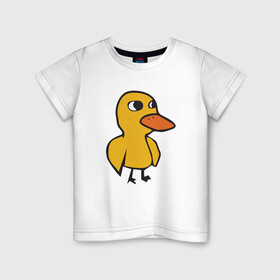 Детская футболка хлопок с принтом Утка в Белгороде, 100% хлопок | круглый вырез горловины, полуприлегающий силуэт, длина до линии бедер | duck | duckling | утенок | утка