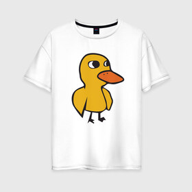 Женская футболка хлопок Oversize с принтом Утка в Белгороде, 100% хлопок | свободный крой, круглый ворот, спущенный рукав, длина до линии бедер
 | duck | duckling | утенок | утка