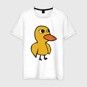 Мужская футболка хлопок с принтом Утка в Белгороде, 100% хлопок | прямой крой, круглый вырез горловины, длина до линии бедер, слегка спущенное плечо. | duck | duckling | утенок | утка