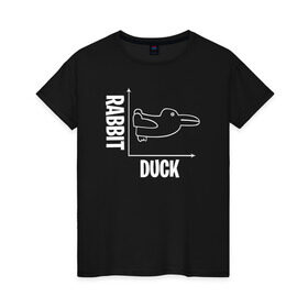 Женская футболка хлопок с принтом Геометрия в Белгороде, 100% хлопок | прямой крой, круглый вырез горловины, длина до линии бедер, слегка спущенное плечо | duck | duckling | заяц | математика | мем | утенок | утка