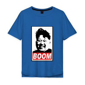 Мужская футболка хлопок Oversize с принтом BOOM КИМ ЧЕН ЫН в Белгороде, 100% хлопок | свободный крой, круглый ворот, “спинка” длиннее передней части | boom | kim chen eun | mems | ким чен ын | кнр | мемы | северная корея | ядерные ракеты