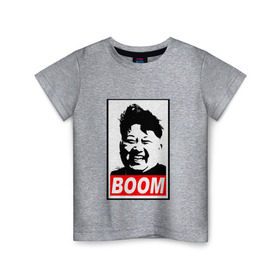 Детская футболка хлопок с принтом BOOM КИМ ЧЕН ЫН в Белгороде, 100% хлопок | круглый вырез горловины, полуприлегающий силуэт, длина до линии бедер | boom | kim chen eun | mems | ким чен ын | кнр | мемы | северная корея | ядерные ракеты