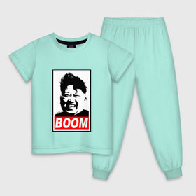 Детская пижама хлопок с принтом BOOM КИМ ЧЕН ЫН в Белгороде, 100% хлопок |  брюки и футболка прямого кроя, без карманов, на брюках мягкая резинка на поясе и по низу штанин
 | Тематика изображения на принте: boom | kim chen eun | mems | ким чен ын | кнр | мемы | северная корея | ядерные ракеты