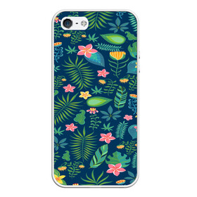 Чехол для iPhone 5/5S матовый с принтом Тропики в Белгороде, Силикон | Область печати: задняя сторона чехла, без боковых панелей | jungle | деревья | джунгли | зелень | кусты | лес | мох | океан | пальмы | пляж | тропики | экзотика