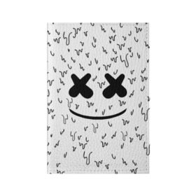 Обложка для паспорта матовая кожа с принтом MARSHMELLO в Белгороде, натуральная матовая кожа | размер 19,3 х 13,7 см; прозрачные пластиковые крепления | Тематика изображения на принте: dj | marshmello | usa | америка | клубная музыка | маршмелло | музыка | музыкант