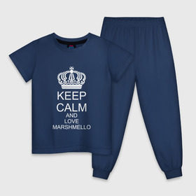 Детская пижама хлопок с принтом KEEP CALM AND LOVE MARSHMELLO в Белгороде, 100% хлопок |  брюки и футболка прямого кроя, без карманов, на брюках мягкая резинка на поясе и по низу штанин
 | 