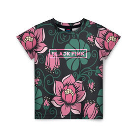 Детская футболка 3D с принтом BlackPink в Белгороде, 100% гипоаллергенный полиэфир | прямой крой, круглый вырез горловины, длина до линии бедер, чуть спущенное плечо, ткань немного тянется | black  pink | blackpink | jennie | jisoo | k pop | lalisa | группа | к поп | корейская группа | розовый | черный
