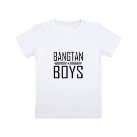 Детская футболка хлопок с принтом BANGTAN BOYS в Белгороде, 100% хлопок | круглый вырез горловины, полуприлегающий силуэт, длина до линии бедер | Тематика изображения на принте: 