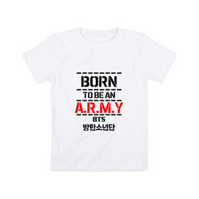 Детская футболка хлопок с принтом BTS ARMY в Белгороде, 100% хлопок | круглый вырез горловины, полуприлегающий силуэт, длина до линии бедер | bts | bts army | j hope | jimin | jin | jungkook | k pop | rap monster | rapmon | suga | v | бтс | группа | корея