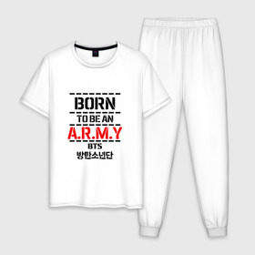 Мужская пижама хлопок с принтом BTS ARMY в Белгороде, 100% хлопок | брюки и футболка прямого кроя, без карманов, на брюках мягкая резинка на поясе и по низу штанин
 | bts | bts army | j hope | jimin | jin | jungkook | k pop | rap monster | rapmon | suga | v | бтс | группа | корея