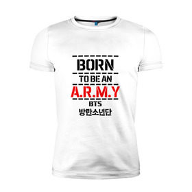 Мужская футболка премиум с принтом BTS ARMY в Белгороде, 92% хлопок, 8% лайкра | приталенный силуэт, круглый вырез ворота, длина до линии бедра, короткий рукав | bts | bts army | j hope | jimin | jin | jungkook | k pop | rap monster | rapmon | suga | v | бтс | группа | корея