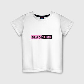 Детская футболка хлопок с принтом BlackPink в Белгороде, 100% хлопок | круглый вырез горловины, полуприлегающий силуэт, длина до линии бедер | Тематика изображения на принте: black  pink | blackpink | jennie | jisoo | k pop | lalisa | группа | к поп | корейская группа | розовый | черный