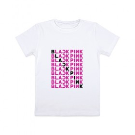 Детская футболка хлопок с принтом BlackPink в Белгороде, 100% хлопок | круглый вырез горловины, полуприлегающий силуэт, длина до линии бедер | Тематика изображения на принте: black  pink | blackpink | jennie | jisoo | k pop | lalisa | группа | к поп | корейская группа | розовый | черный