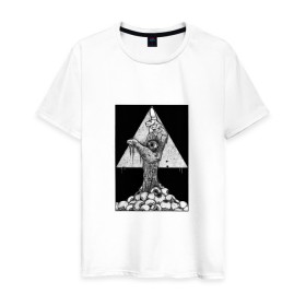 Мужская футболка хлопок с принтом Всевидящее око в Белгороде, 100% хлопок | прямой крой, круглый вырез горловины, длина до линии бедер, слегка спущенное плечо. | eye | freemasonry | illuminati | secret | see | society | всевидящее | заговор | иллюминаты | ложа | масонская | масонство | общество | око | пирамида | просвещённые | тайное | теория