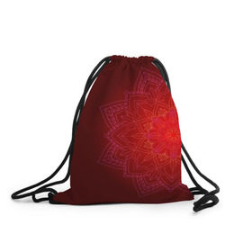 Рюкзак-мешок 3D с принтом Красная мандала в Белгороде, 100% полиэстер | плотность ткани — 200 г/м2, размер — 35 х 45 см; лямки — толстые шнурки, застежка на шнуровке, без карманов и подкладки | символ | узор | цветок