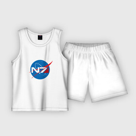Детская пижама с шортами хлопок с принтом NASA N7 MASS EFFECT в Белгороде,  |  | logo | n7 | nasa | space | логотип | масс эффект | н7 | наса