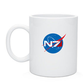 Кружка с принтом NASA N7 MASS EFFECT в Белгороде, керамика | объем — 330 мл, диаметр — 80 мм. Принт наносится на бока кружки, можно сделать два разных изображения | logo | n7 | nasa | space | логотип | масс эффект | н7 | наса