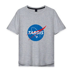 Мужская футболка хлопок Oversize с принтом TARDIS / DOCTOR WHO \ NASA в Белгороде, 100% хлопок | свободный крой, круглый ворот, “спинка” длиннее передней части | doctor who | nasa | tardis | доктор кто | машина времени | наса | тардис