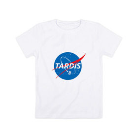 Детская футболка хлопок с принтом TARDIS / DOCTOR WHO   NASA в Белгороде, 100% хлопок | круглый вырез горловины, полуприлегающий силуэт, длина до линии бедер | doctor who | nasa | tardis | доктор кто | машина времени | наса | тардис