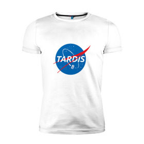 Мужская футболка премиум с принтом TARDIS / DOCTOR WHO   NASA в Белгороде, 92% хлопок, 8% лайкра | приталенный силуэт, круглый вырез ворота, длина до линии бедра, короткий рукав | doctor who | nasa | tardis | доктор кто | машина времени | наса | тардис