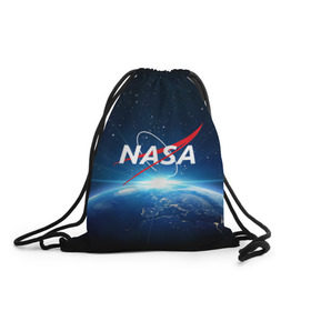Рюкзак-мешок 3D с принтом NASA в Белгороде, 100% полиэстер | плотность ткани — 200 г/м2, размер — 35 х 45 см; лямки — толстые шнурки, застежка на шнуровке, без карманов и подкладки | galaxy | nasa | planet | star | астрономия | галактика | звезды | космос | надписи | наса | планета