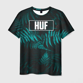 Мужская футболка 3D с принтом Папоротник (HUF) в Белгороде, 100% полиэфир | прямой крой, круглый вырез горловины, длина до линии бедер | Тематика изображения на принте: huf | huf hulsbeck | папоротник