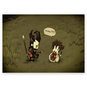 Поздравительная открытка с принтом Dont starve в Белгороде, 100% бумага | плотность бумаги 280 г/м2, матовая, на обратной стороне линовка и место для марки
 | Тематика изображения на принте: 