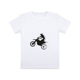 Детская футболка хлопок с принтом Силуэт мотоциклиста в Белгороде, 100% хлопок | круглый вырез горловины, полуприлегающий силуэт, длина до линии бедер | 