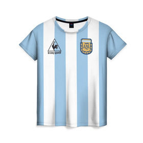 Женская футболка 3D с принтом Марадона Аргентина ретро в Белгороде, 100% полиэфир ( синтетическое хлопкоподобное полотно) | прямой крой, круглый вырез горловины, длина до линии бедер | maradona | аргентина | марадона | ретро