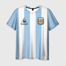 Мужская футболка 3D с принтом Марадона Аргентина ретро в Белгороде, 100% полиэфир | прямой крой, круглый вырез горловины, длина до линии бедер | Тематика изображения на принте: maradona | аргентина | марадона | ретро
