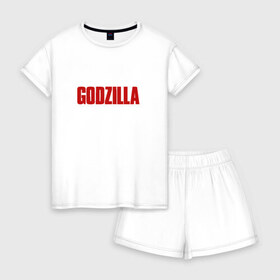 Женская пижама с шортиками хлопок с принтом GODZILLA в Белгороде, 100% хлопок | футболка прямого кроя, шорты свободные с широкой мягкой резинкой | comic con | godzilla | gojira | годзилла | монстр | фильм | чудовище