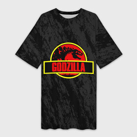 Платье-футболка 3D с принтом JURASSIC GODZILLA | ГОДЗИЛЛА в Белгороде,  |  | comic con | godzilla | gojira | logo | годзилла | знаки | иероглифы | лого | монстр | фильм | чудовище