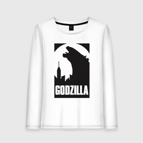 Женский лонгслив хлопок с принтом GODZILLA POSTER в Белгороде, 100% хлопок |  | comic con | godzilla | gojira | logo | годзилла | знаки | иероглифы | лого | монстр | фильм | чудовище