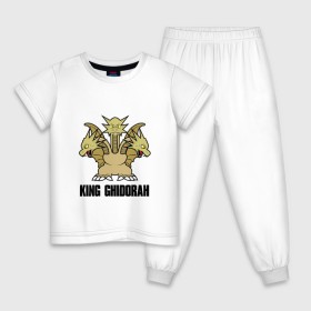 Детская пижама хлопок с принтом KING GHIDORAH \ GODZILLA в Белгороде, 100% хлопок |  брюки и футболка прямого кроя, без карманов, на брюках мягкая резинка на поясе и по низу штанин
 | comic con | godzilla | gojira | king ghidorah | logo | годзилла | знаки | иероглифы | лого | монстр | фильм | чудовище