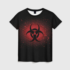 Женская футболка 3D с принтом Biohazard в Белгороде, 100% полиэфир ( синтетическое хлопкоподобное полотно) | прямой крой, круглый вырез горловины, длина до линии бедер | biohazard | plague inc | биологическая опасность | знак