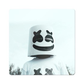 Магнит виниловый Квадрат с принтом MARSHMELLO в Белгороде, полимерный материал с магнитным слоем | размер 9*9 см, закругленные углы | dj | marshmello | usa | америка | клубная музыка | маршмелло | музыка | музыкант