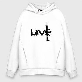 Мужское худи Oversize хлопок с принтом LOVE WEAPON в Белгороде, френч-терри — 70% хлопок, 30% полиэстер. Мягкий теплый начес внутри —100% хлопок | боковые карманы, эластичные манжеты и нижняя кромка, капюшон на магнитной кнопке | cs go | gamer | love | love weapon | player | rainbow six soege | weapon | автомат | граната | нож | оружие | пистолет