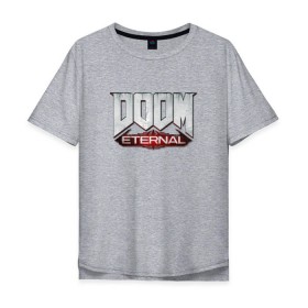 Мужская футболка хлопок Oversize с принтом DOOM Eternal в Белгороде, 100% хлопок | свободный крой, круглый ворот, “спинка” длиннее передней части | doom | doom eternal | дум