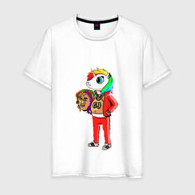 Мужская футболка хлопок с принтом 69 rainbow в Белгороде, 100% хлопок | прямой крой, круглый вырез горловины, длина до линии бедер, слегка спущенное плечо. | Тематика изображения на принте: 6ix9ine | единорог | пони