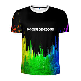 Мужская футболка 3D спортивная с принтом IMAGINE DRAGONS в Белгороде, 100% полиэстер с улучшенными характеристиками | приталенный силуэт, круглая горловина, широкие плечи, сужается к линии бедра | color | imagine dragons | logo | stripes | trend | абстракция | группа | линии | лого | рок | рэп | фирменные цвета